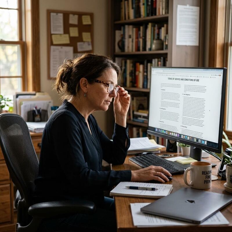 Reading terms of service before signing up
