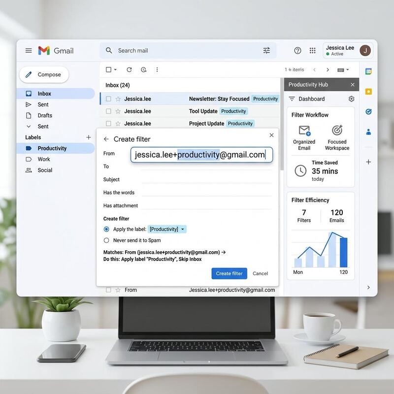 Gmail alias setup in action