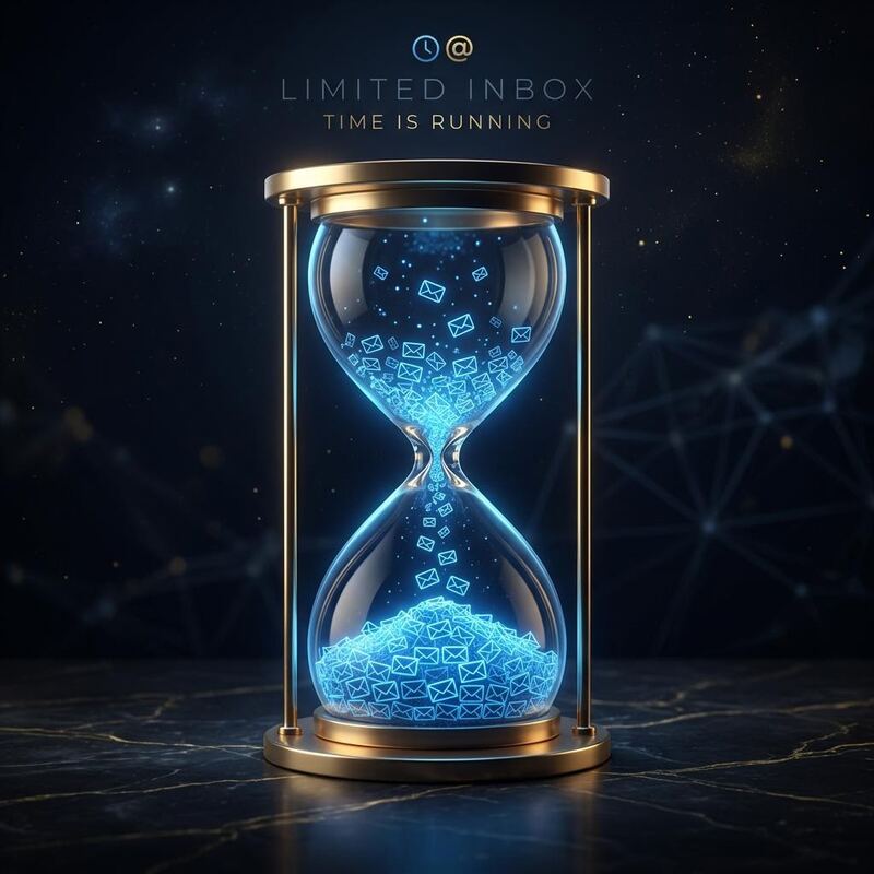 Hourglass showing email inbox time limit