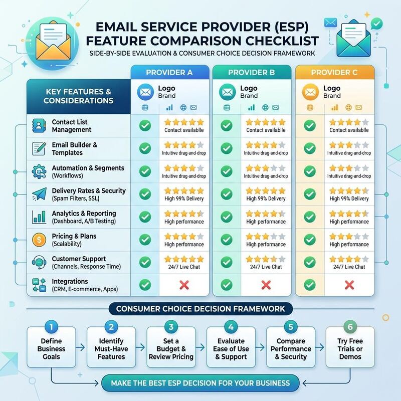 Feature comparison checklist for email providers