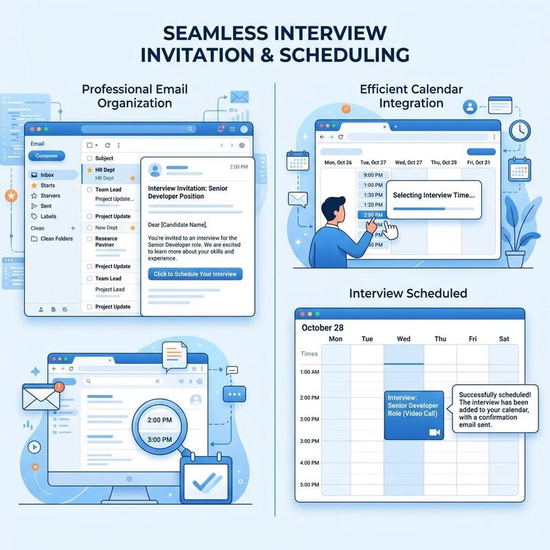 Interview invitation in clean inbox